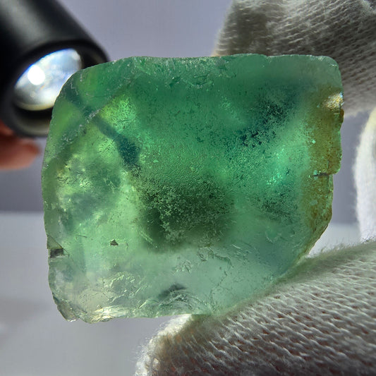 Rare spécimen de cube de fluorite fantôme, parqueté vert Okorusu, Namibie, 39 x 33 x 32 mm 