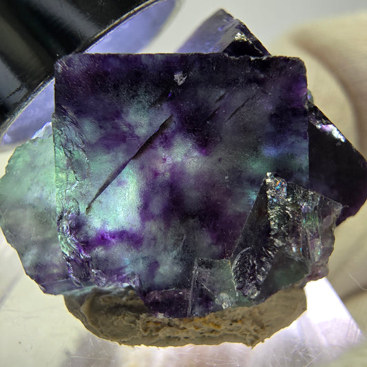 Rare Phantom Fluorite Cube Specimen zonal green purple Okorusu, Namibia 30*21*16mm 