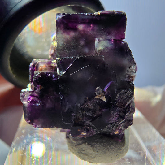 Spécimen de cube de fluorite fantôme, parqueté vert violet Okorusu, Namibie 22 x 20 x 14 mm 