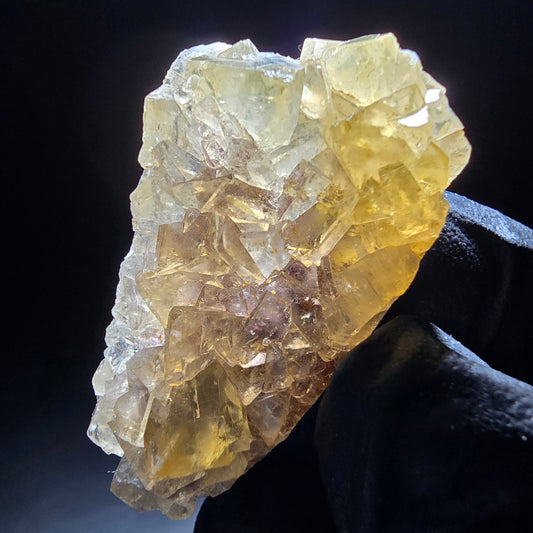 Phantom Fluorit Würfel Stufe gelb lila Okorusu, Namibia 39*24*8mm Sammlung