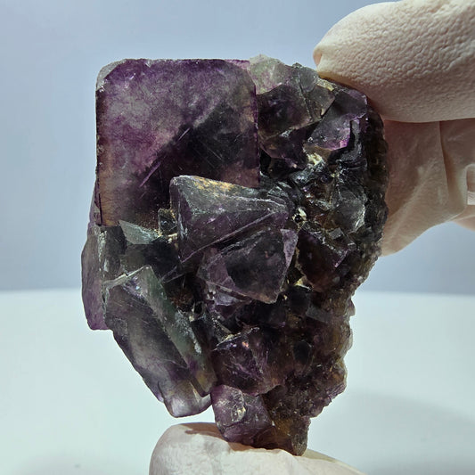 Rare spécimen de cube de fluorite fantôme, vert-violet, Okorusu, Namibie, 53 x 43 x 28 mm 