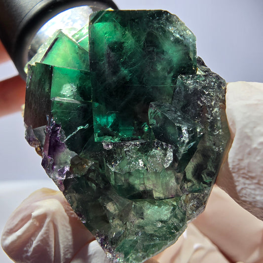 Spécimen de cube de fluorite fantôme, parqueté vert violet Okorusu, Namibie 49*31*21 mm 