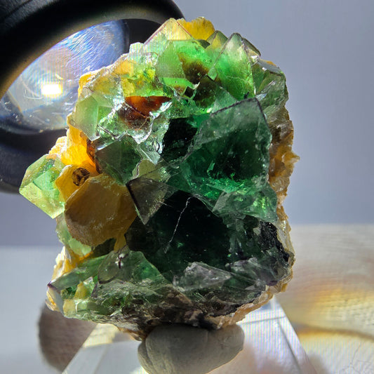 Cube de fluorite fantôme, spécimen de tourmaline scholle muscovite, Erongo, Namibie, 40 x 28 x 21 mm 