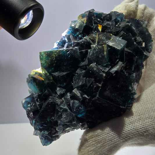 Grand spécimen de cube de fluorite fantôme zonal, nouvelle découverte ! Okorusu, Namibie, 97 x 62 x 36 mm 