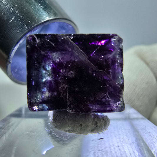 Rare cube de fluorite fantôme zonal, vert violet Okorusu, Namibie 16*16*13mm 