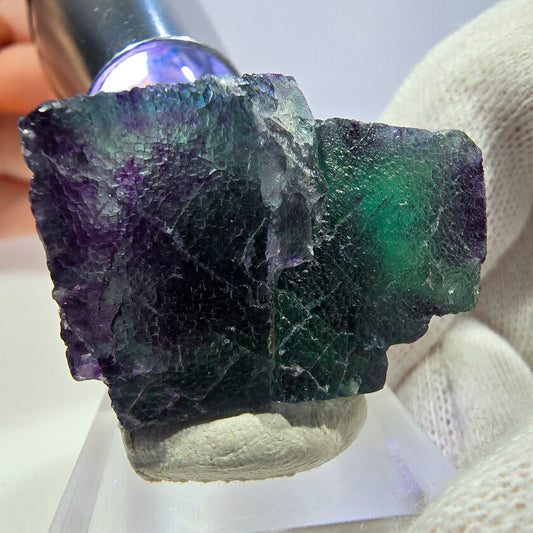 Klare Phantom Fluorit Würfel Stufe zonal grün lila Okorusu, Namibia 37*27*19mm