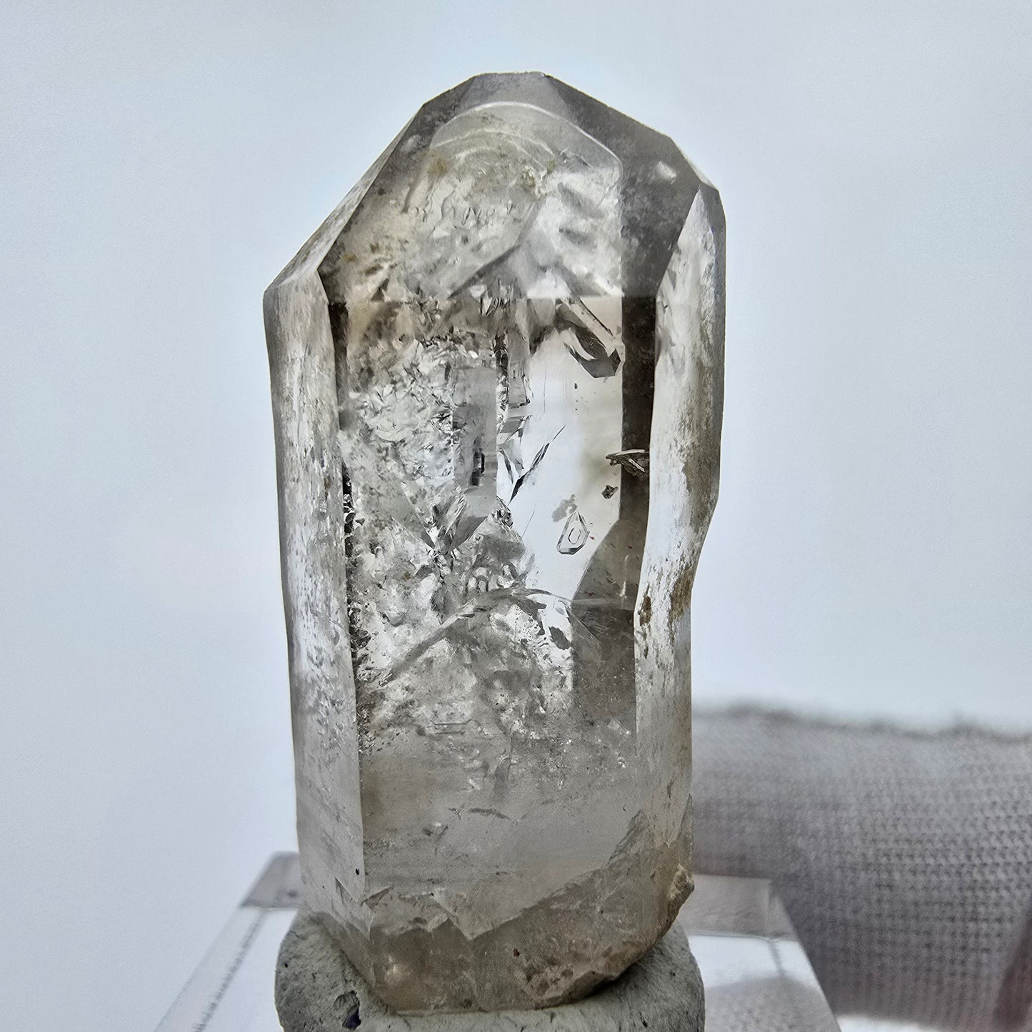 Enhydro Phantom Rauchquarz Zepter Spitze 2x Blase Goboboseb, Namibia 38*18*12mm