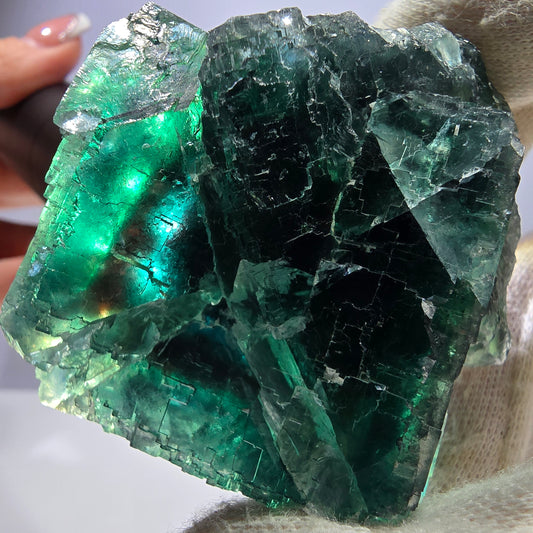Cube de fluorite fantôme parqueté vert violet Okorusu Namibie 65*61*37mm 