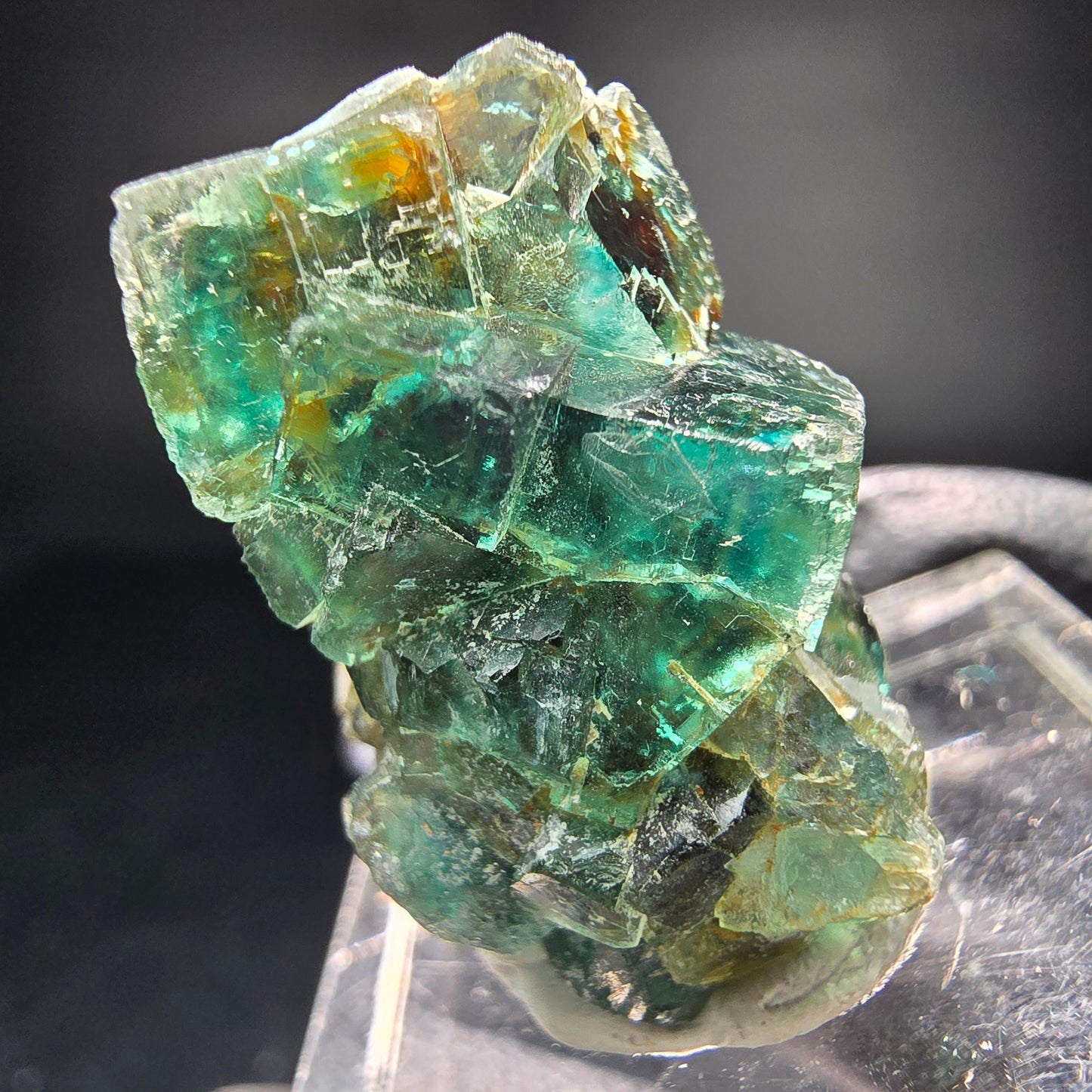 Seltene klare Phantom Fluorit Würfel Stufe grün Okorusu, Namibia 25*18*17mm