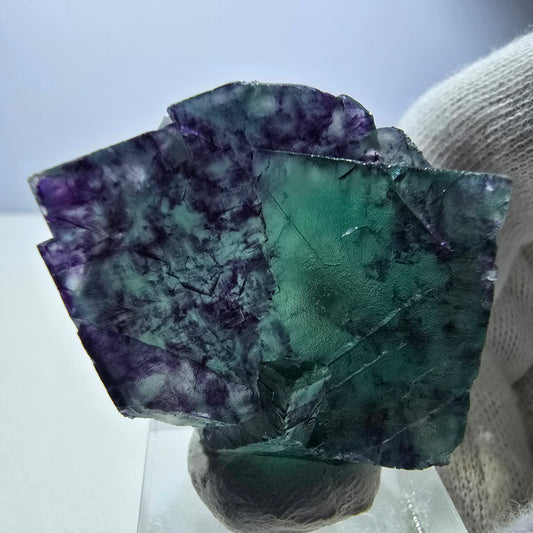 Seltene Phantom Fluorit Würfel Stufe zonal grün lila Okorusu, Namibia 40*34*17mm