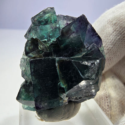 Klare Phantom Fluorit Würfel Stufe zonal grün lila Okorusu, Namibia 36*29*19mm