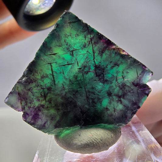 Rare cube de fluorite fantôme parqueté vert violet Okorusu Namibie 27*26*18mm 