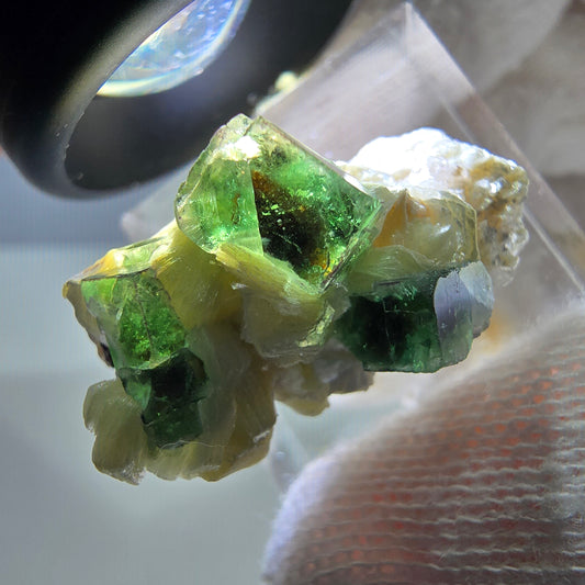 Cube de fluorite fantôme, spécimen de muscovite, Erongo, Namibie, 29 x 19 x 15 mm 
