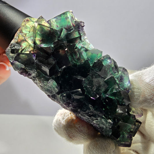 Rare spécimen de cube de fluorite fantôme, vert violet Okorusu Namibie 76*35*19mm 