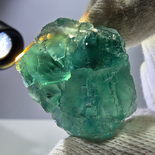 Rare spécimen de cube de fluorite fantôme, parqueté vert Okorusu, Namibie, 38 x 33 x 21 mm 
