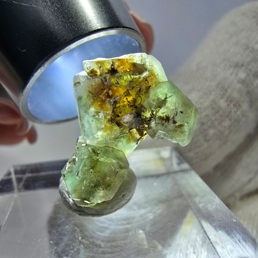 Cube de fluorite fantôme, spécimen de muscovite, Erongo, Namibie, 18 x 14 x 9 mm 