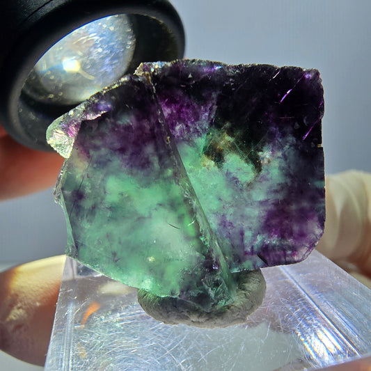 Spécimen de cube de fluorite fantôme, parqueté vert violet Okorusu, Namibie 26*22*13 mm 