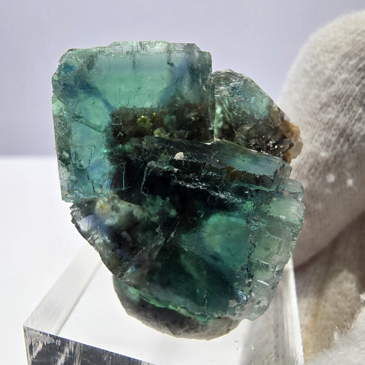 Spécimen de cube de fluorite fantôme parqueté vert turquoise Okorusu, Namibie 37*32*22mm 