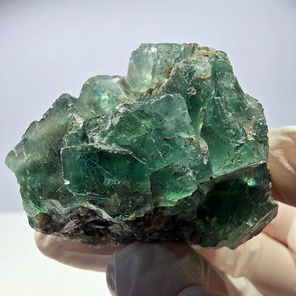 Spécimen de cube de fluorite fantôme transparente, vert parqueté, Okorusu, Namibie, 50 x 41 x 40 mm 