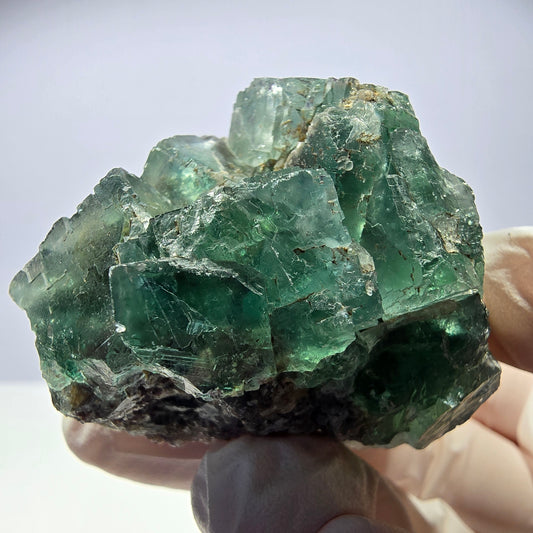 Spécimen de cube de fluorite fantôme transparente, vert parqueté, Okorusu, Namibie, 50 x 41 x 40 mm 