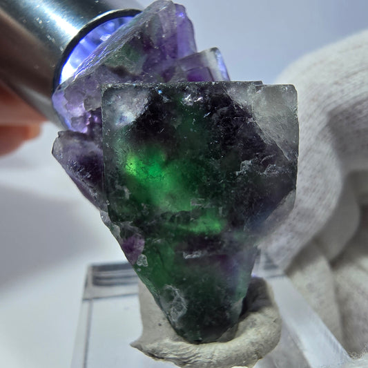 Rare Phantom Fluorite Cube Specimen zonal green purple Okorusu, Namibia 40*23*18mm 