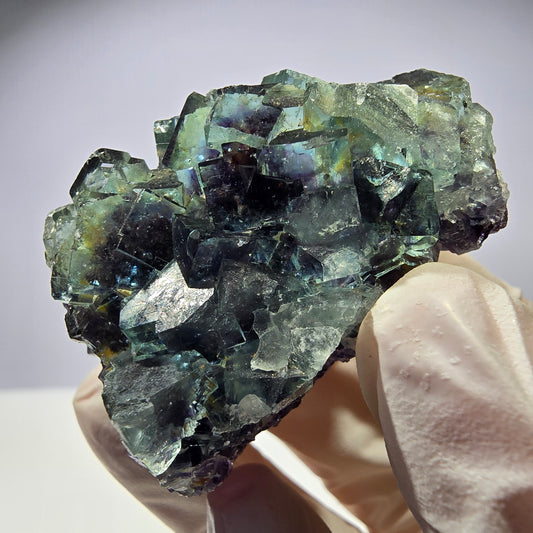 Spécimen de cube de fluorite fantôme très clair parqueté Okorusu, Namibie 49*36*26mm 