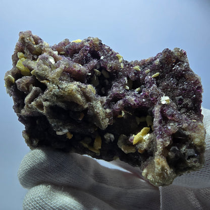 Rare spécimen de fluorite fantôme, muscovite, vert-violet, Erongo, Namibie, 82 x 56 x 49 mm 
