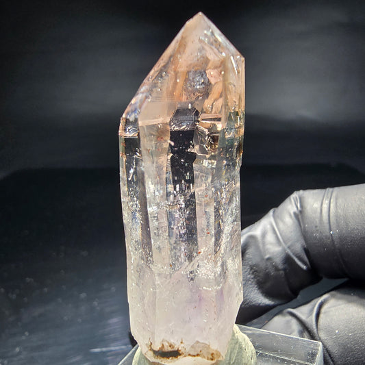 Pointe de sceptre Amehtyst transparente, violet marron, Goboboseb namibie, Collection 48x18x16mm