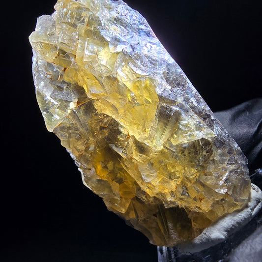 Honey Pocket Phantom Fluorite stage jaune violet Okorusu Namibie 49*27*11mm collection