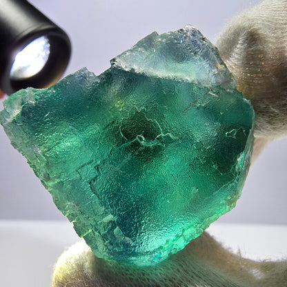 Rare spécimen de cube de fluorite fantôme, parqueté vert Okorusu, Namibie, 36 x 35 x 31 mm 