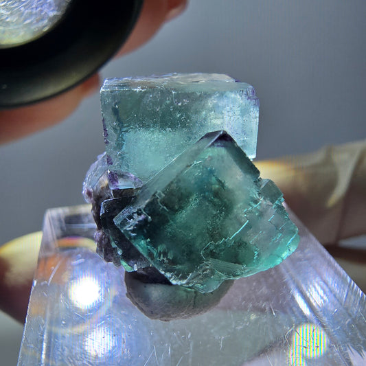 Phantom Fluorit Würfel Stufe, parkettiert, zonal Okorusu, Namibia 21*17*16mm