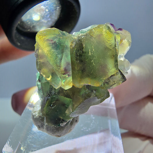 Phantom Fluorit Würfel Stufe, grün gelb lila Okorusu, Namibia 31*21*14mm