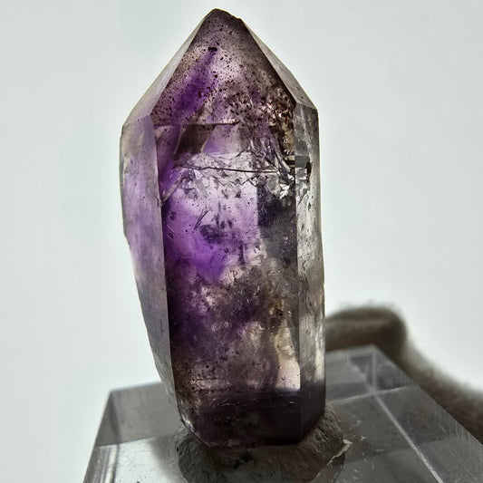 Pointe de sceptre d'améthyste fantôme Enhydro, 1x Bubble Brandberg, Namibie 34 x 16 x 14 mm 