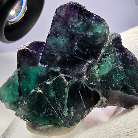 Seltene Phantom Fluorit Würfel Stufe zonal grün lila Okorusu, Namibia 62*49*21mm
