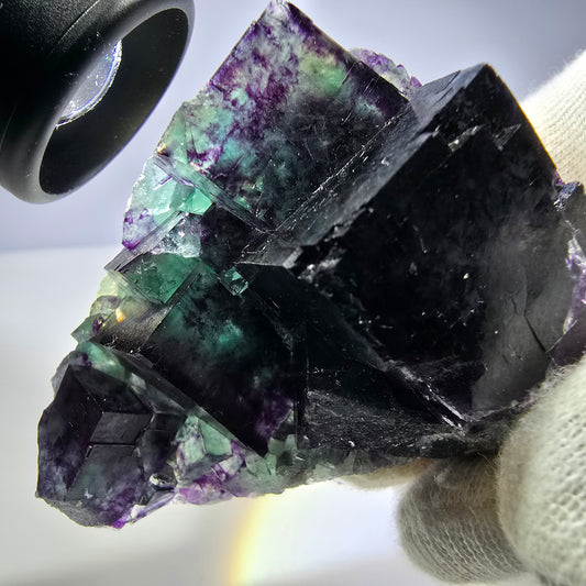 Seltene Phantom Fluorit Würfel Stufe zonal grün lila Okorusu, Namibia 69*50*40mm