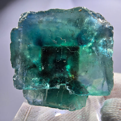 Phantom Fluorit Würfel, parkettiert grün braun Okorusu, Namibia 38*29*24mm