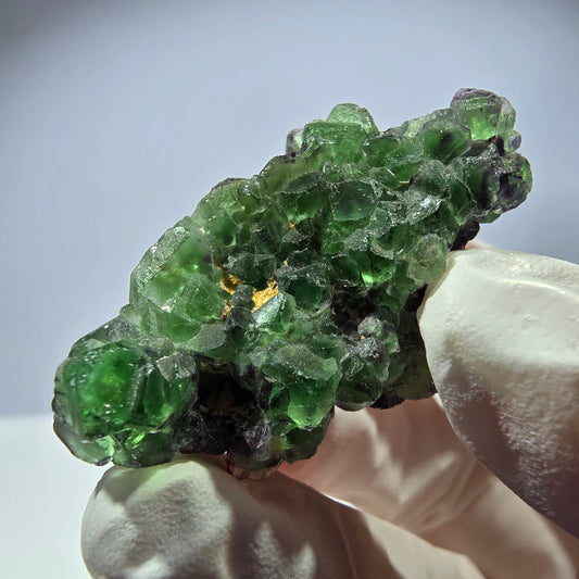 Cube de fluorite fantôme, zonal, spécimen de muscovite, Erongo, Namibie, 40 x 23 x 17 mm 