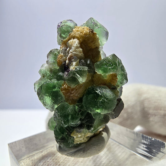 Cube de fluorite fantôme, spécimen de tourmaline scholle muscovite, Erongo, Namibie, 27 x 21 x 22 mm 