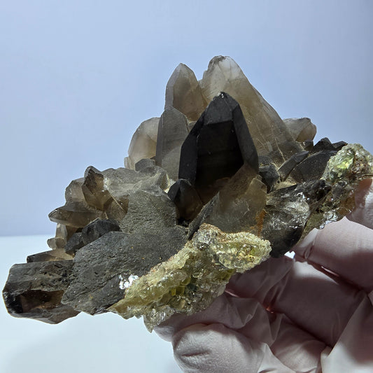 Seltene Hyalit Opal, Rauchquarz, Schörl Turmalin Stufe Erongo, Namibia 83*54*39mm