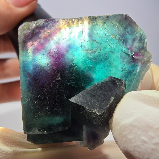 Rare spécimen de cube de fluorite fantôme, poche papillon, Okorusu, Namibie, 48 x 33 x 22 mm 