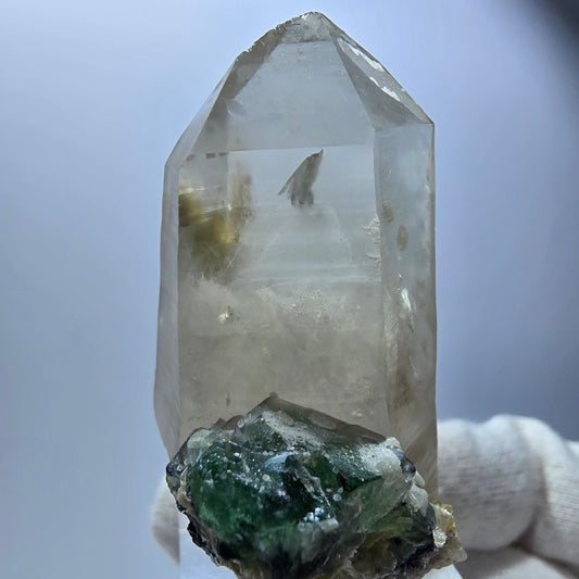Phantom Fluorit Würfel, Rauchquarz, Hyalit, Muskovit Erongo, Namibia 56*31*33mm