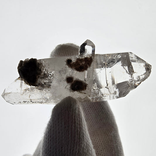 Sceptre DT en quartz fumé squelette Enhydro, 1x pochette Saint-Valentin à bulles, Namibie 60 x 23 x 21 mm 