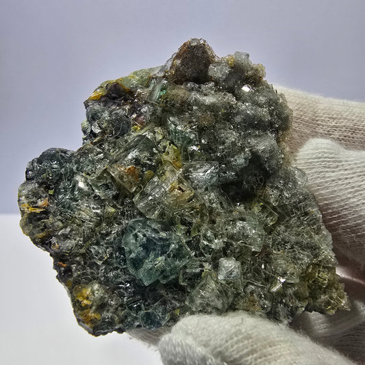 Cubes rares de fluorite fantôme zonale, vert violet, Erongo, Namibie 63*59*18 mm 
