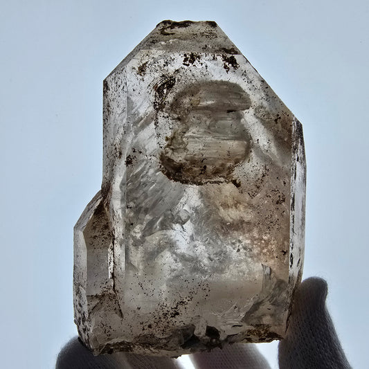 Sceptre de fenêtre Enhydro en quartz fumé, grande bulle, poche Saint-Valentin, Namibie, 88 x 64 x 36 mm 