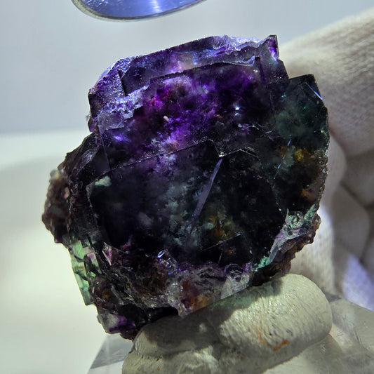 Klare Phantom Fluorit Würfel Stufe zonal grün lila Okorusu, Namibia 35*30*22mm