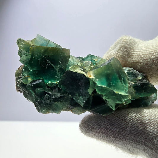 Rare spécimen de cube de fluorite fantôme, parqueté vert Okorusu, Namibie, 56 x 29 x 31 mm 