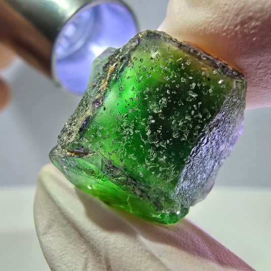 Cube de fluorite fantôme, spécimen de muscovite, Erongo, Namibie, 19 x 16 x 16 mm 