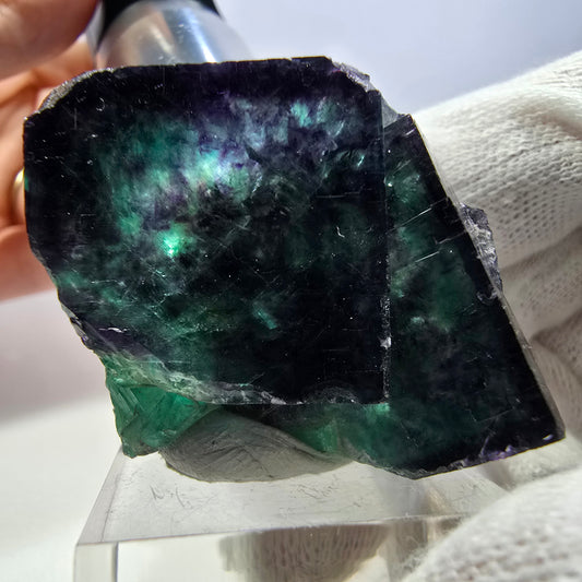 Klare Phantom Fluorit Würfel Stufe zonal grün lila Okorusu, Namibia 45*37*29mm