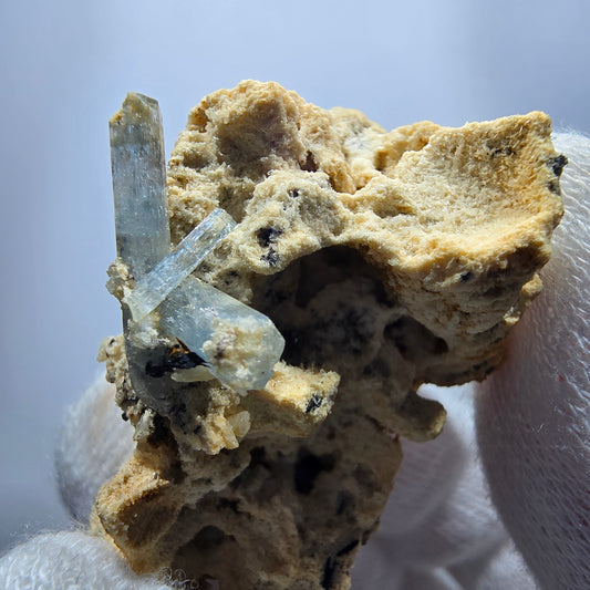 Seltene Aquamarin XX mit Orthoklas Stufe Erongo, Namibia 43*35*26mm