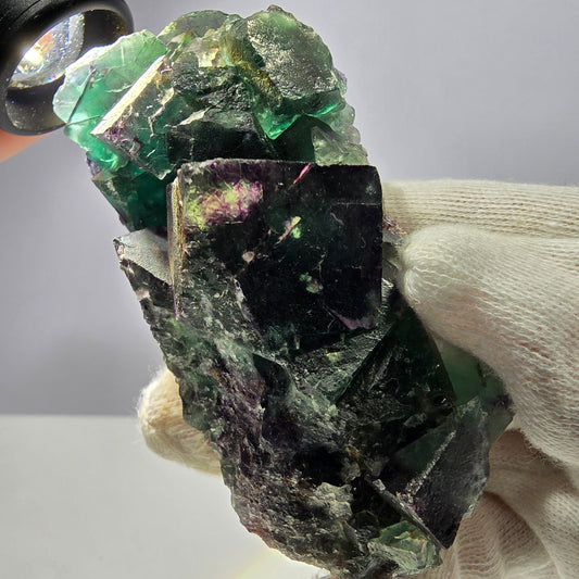 Grand spécimen de cube de fluorite fantôme, parqueté, zonal, Okorusu, Namibie, 100 x 47 x 36 mm 